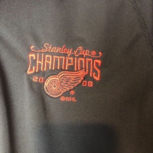 DETROIT RED WINGS 2008 STANLEY CUP CHAMPIONS POLO Shirt MEN'S M BLACK RBK.   RB1 - Picture 2 of 6